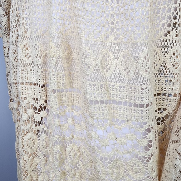 Crochet‎ Tunic Womens Large BOHO Cottage Country Hippy Festival Cotton Ercu - Picture 5 of 13